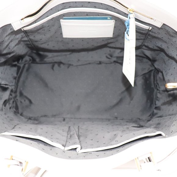 Cole Haan Marli Gold Studded Gray Leather Shoulder Bag Tote - Picture 5 of 7